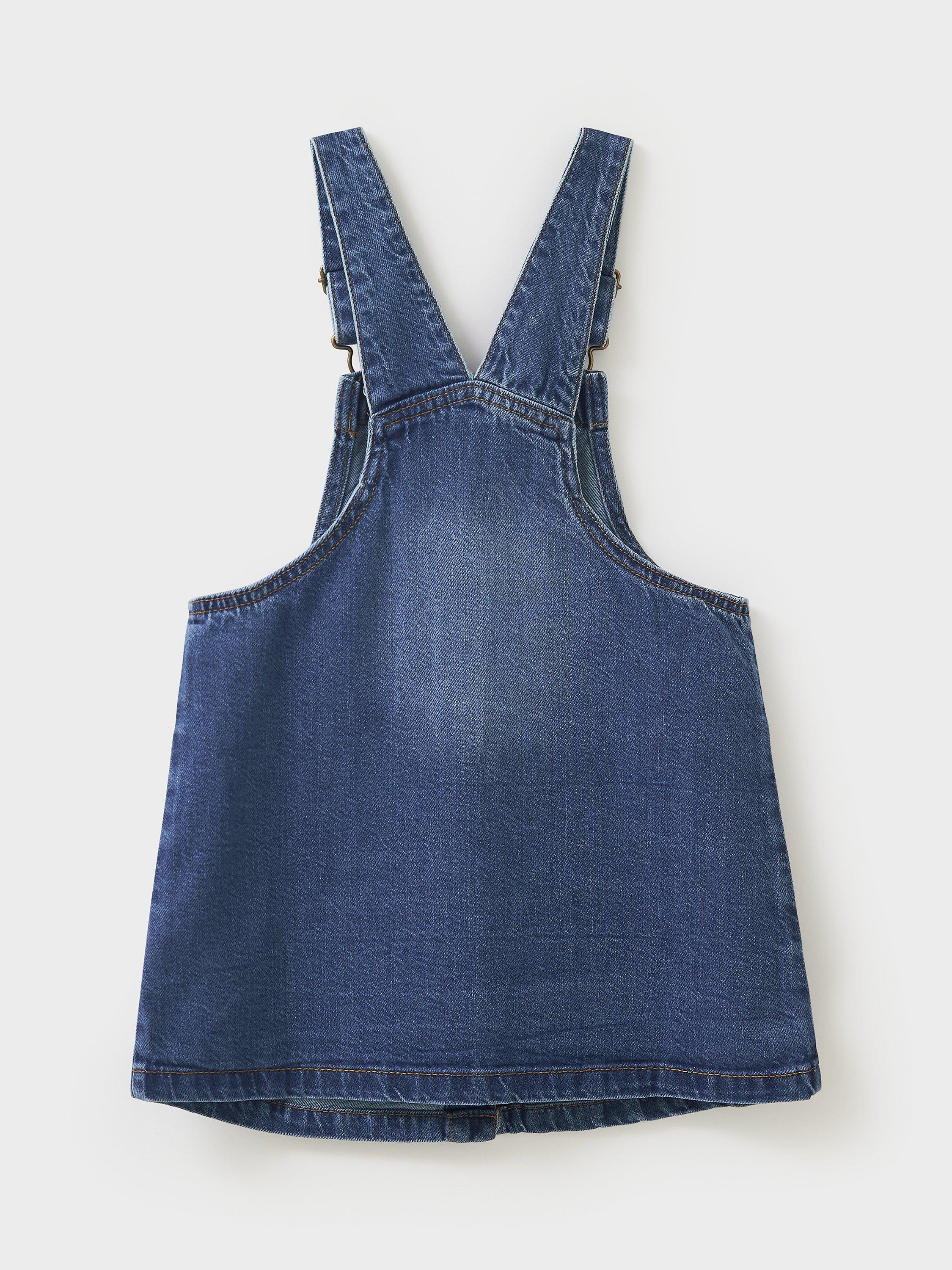 Crew Clothing Denim Pinafore Dress Dark Blue