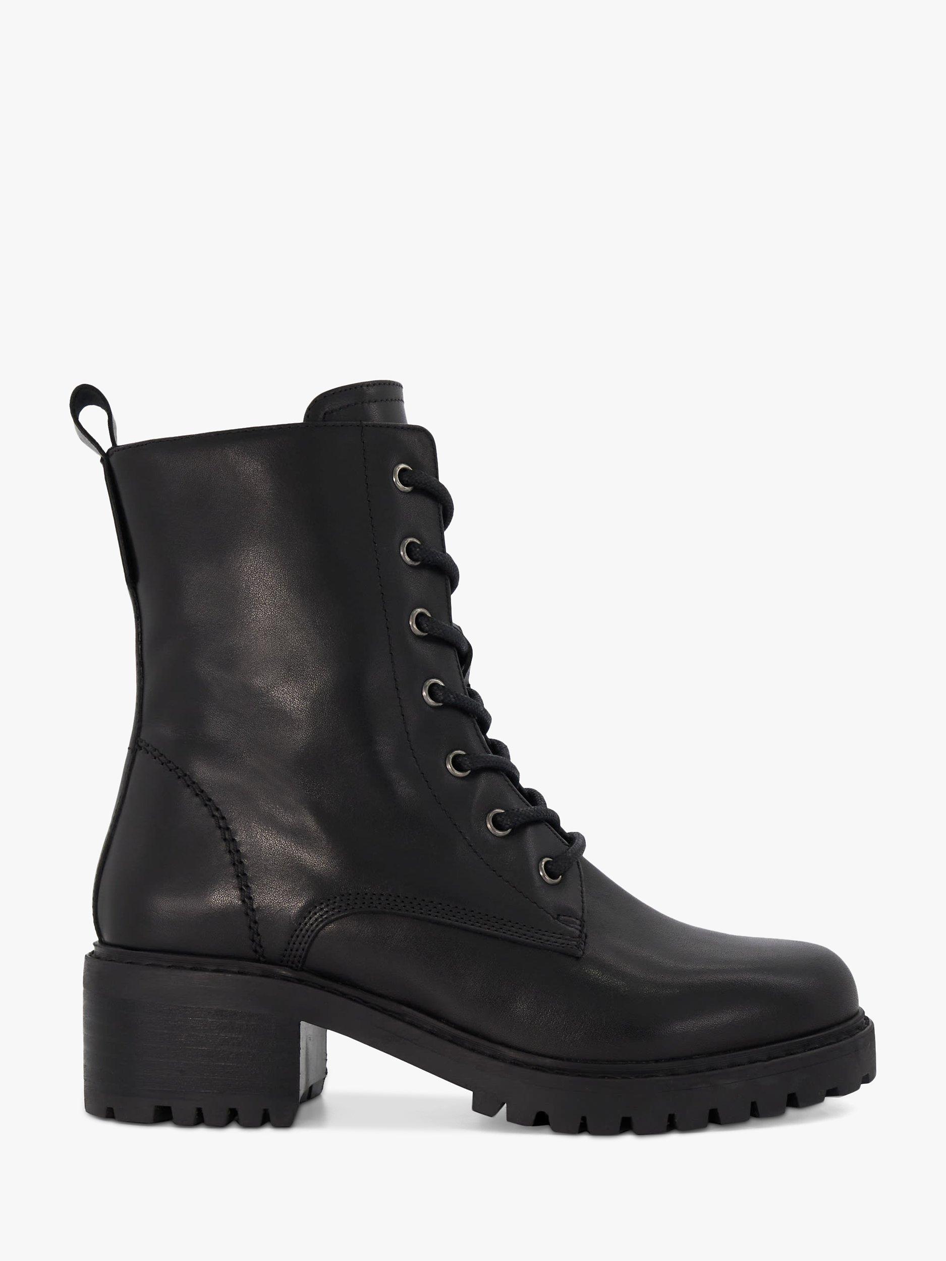 Dune Percent Leather Biker Boots Black