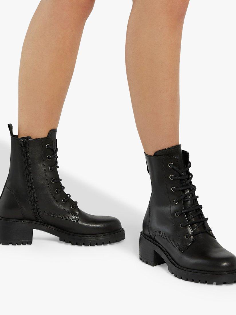 Dune Percent Leather Biker Boots Black