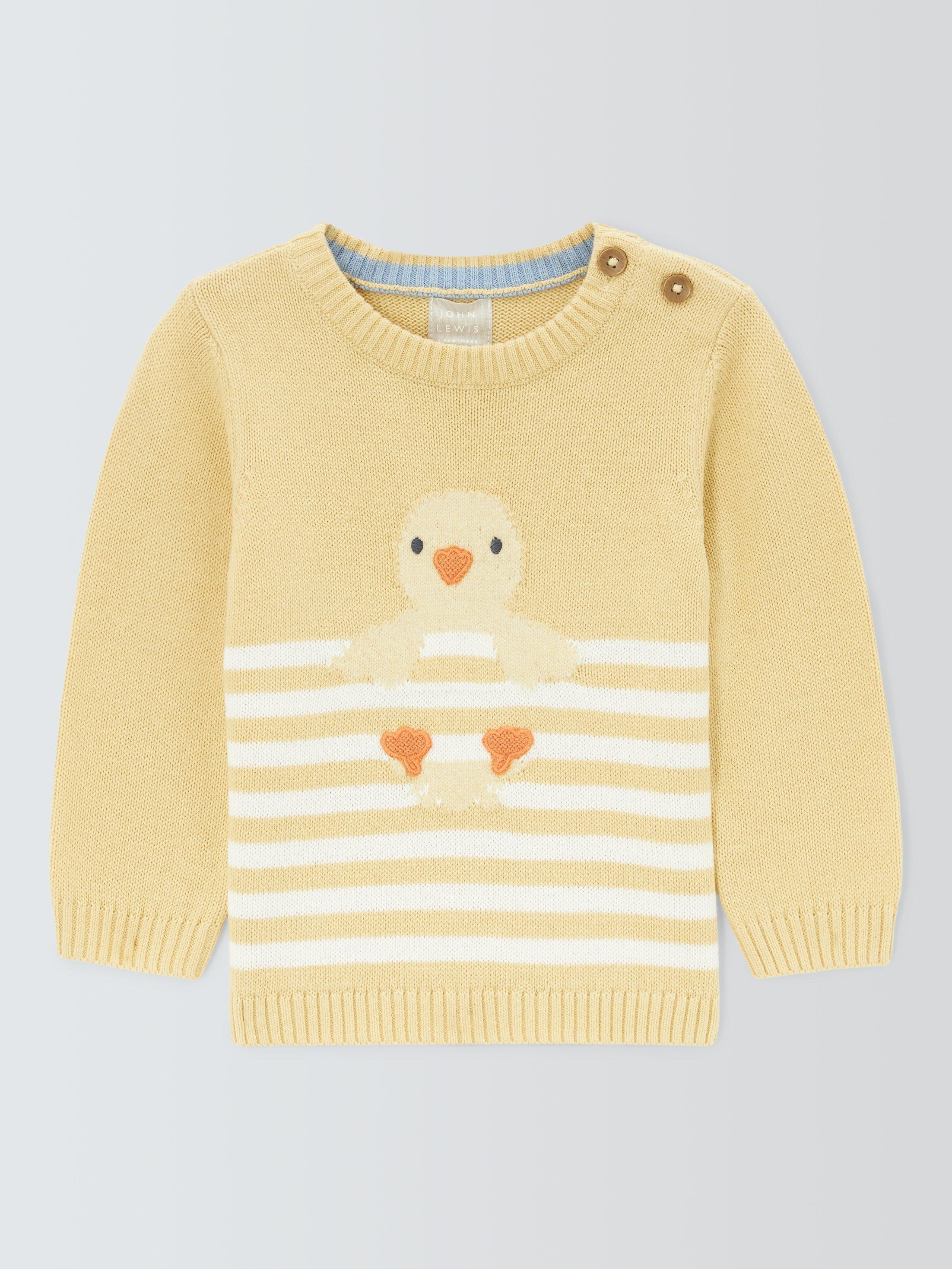 John Lewis Baby Stripe Chick Jumper, Yellow