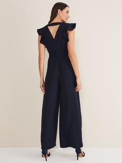 Phase Eight Kallie Frill Sleeve Wide Leg Jumpsuit - view 2, Navy