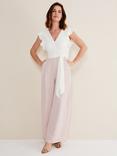 Phase Eight Kallie Frill Sleeve Wide Leg Jumpsuit, Antique Rose