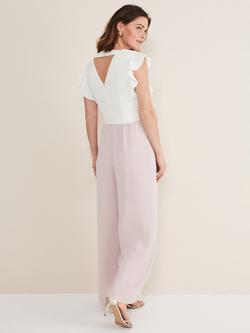 Phase Eight Kallie Frill Sleeve Wide Leg Jumpsuit - view 2, Antique Rose