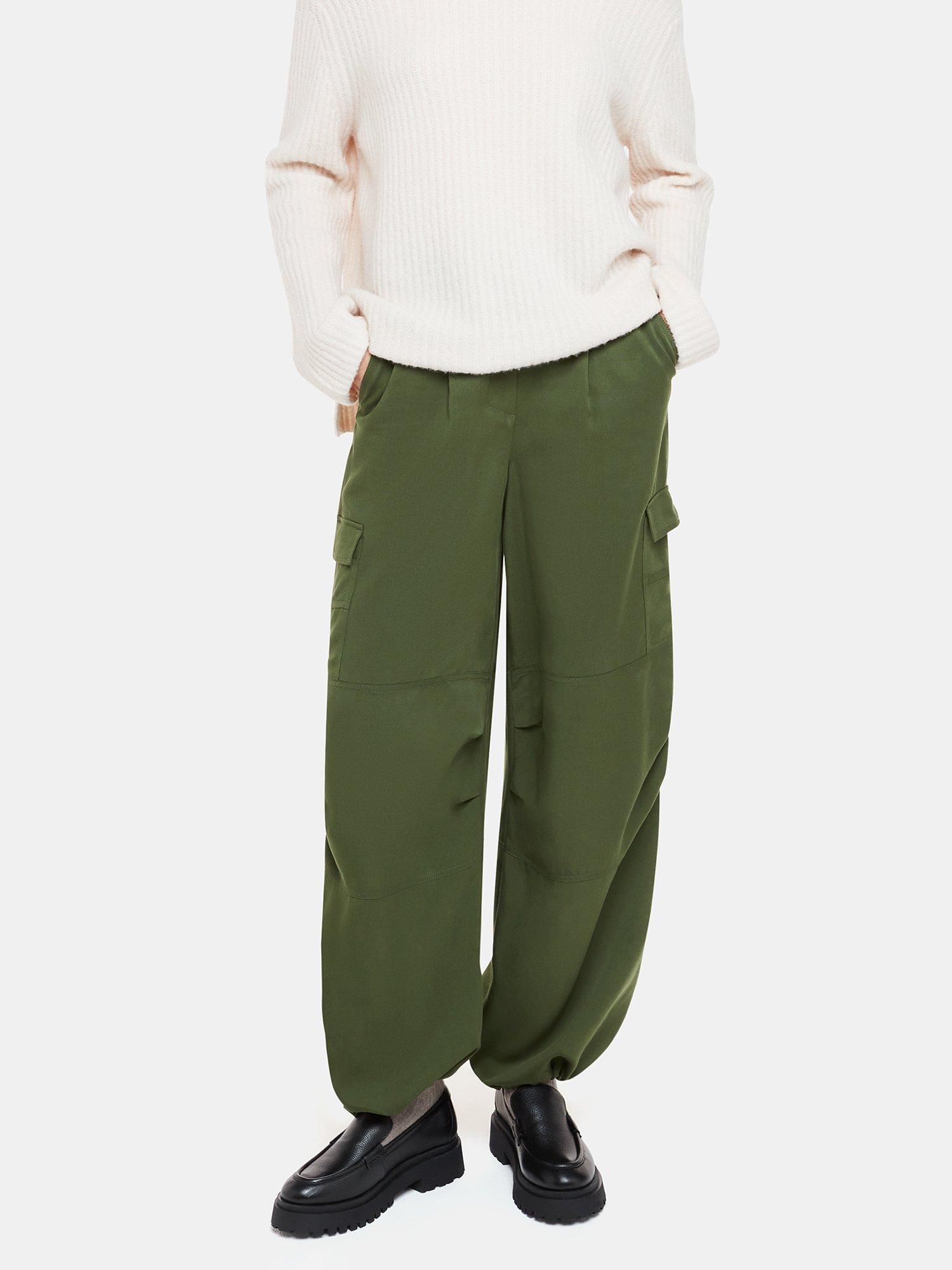 Product image 4 of 6, which shows Whistles Grace Luxe Cargo Trousers, Khaki, 6
