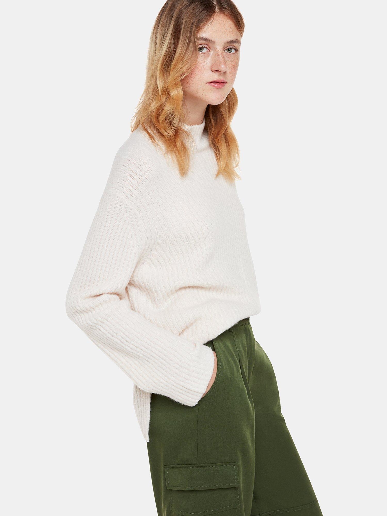 Product image 5 of 6, which shows Whistles Grace Luxe Cargo Trousers, Khaki, 6