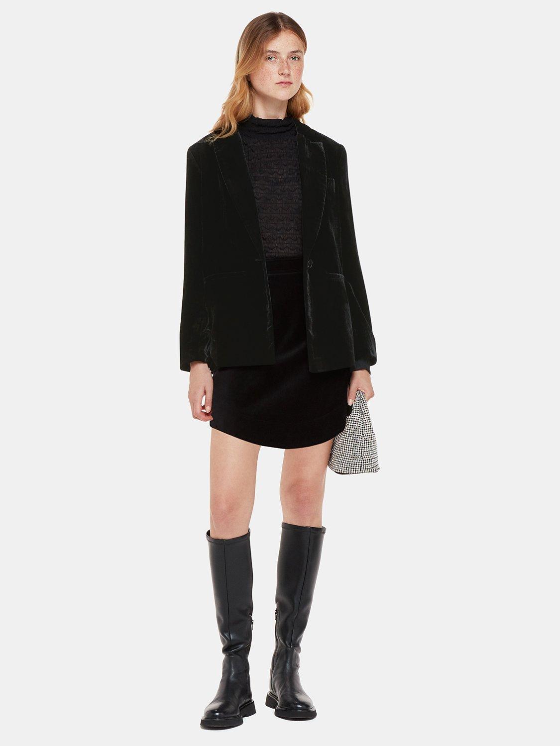 Whistles Olivia Velvet Blazer, Black