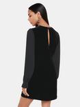 Whistles Petite Velvet Pleated Puff Sleeve Mini Dress, Black