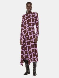 Whistles Spun Check Midi Dress, Purple/Multi, Purple/Multi