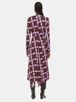 Whistles Spun Check Midi Dress, Purple/Multi - view 2, Purple/Multi