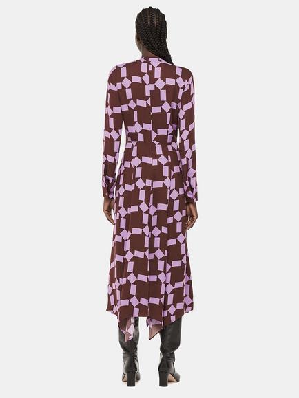 Whistles Spun Check Midi Dress, Purple/Multi - view 2, Purple/Multi