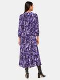 Whistles Glossy Leopard Midi Dress, Purple/Multi