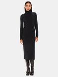 Whistles Annie Sparkle Roll Neck Midi Dress, Black