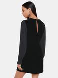 Whistles Velvet Pleat Sleeve Mini Dress, Black
