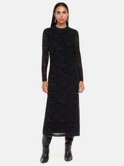 Whistles Optical Wiggle Mesh Mini Dress, Black, Black