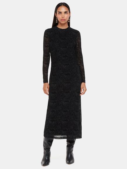 Whistles Optical Wiggle Mesh Mini Dress, Black, Black