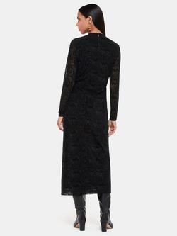 Whistles Optical Wiggle Mesh Mini Dress, Black - view 2, Black