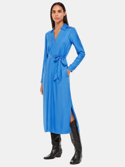 Whistles Tillie Tie Midi Dress, Blue, Blue