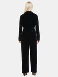 Whistles Petite Wrap Jersey Velvet Jumpsuit, Black