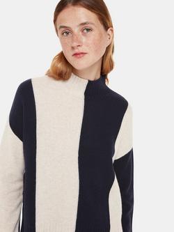 Whistles Wool Vertical Stripe Funnel Neck Jumper, Navy/Multi