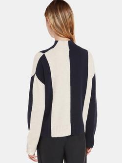 Whistles Wool Vertical Stripe Funnel Neck Jumper - view 2, Navy/Multi