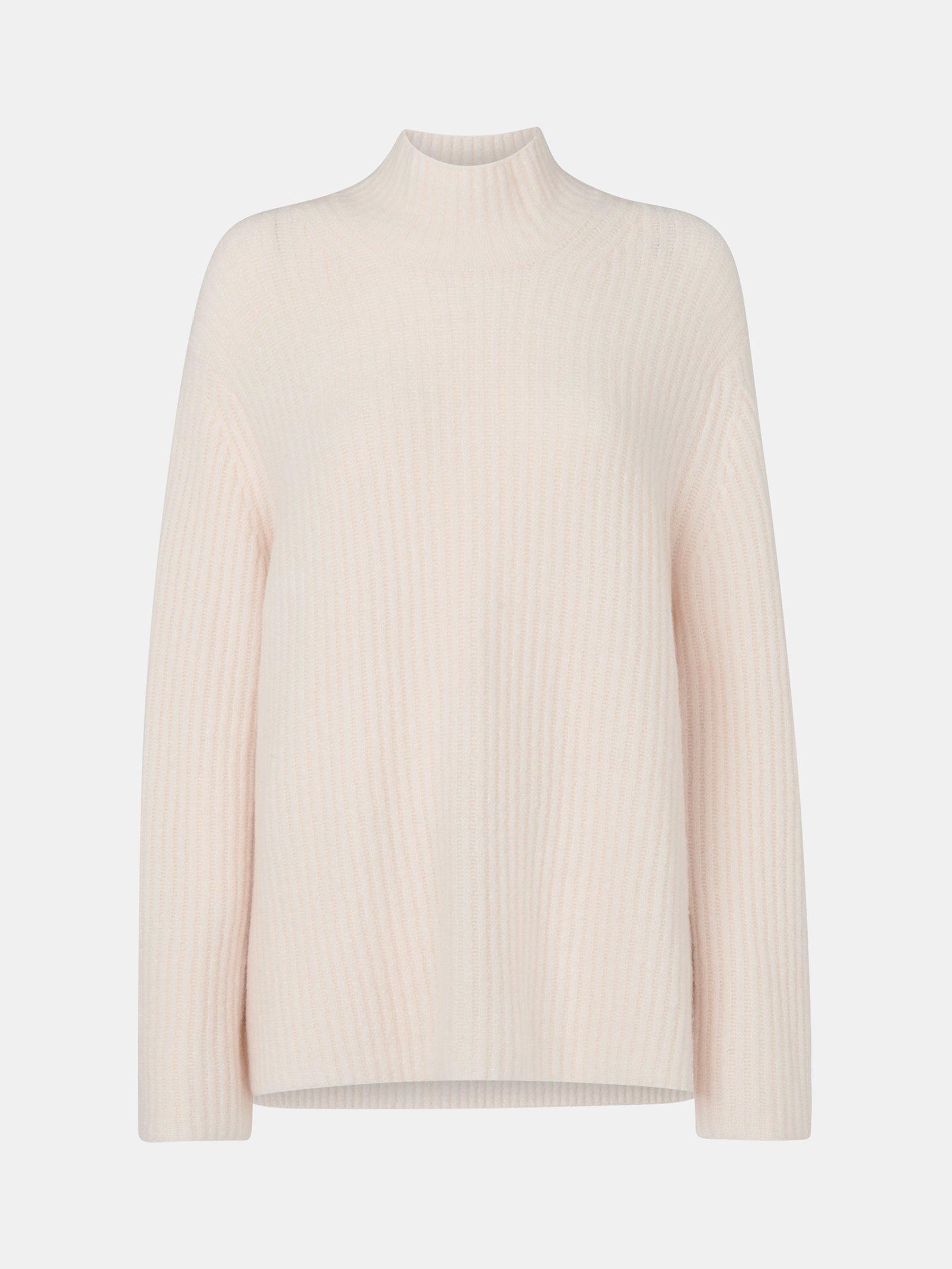 Product image 5 of 5, which shows Whistles Wool Mix Ribbed Funnel Neck Jumper, Ivory, L