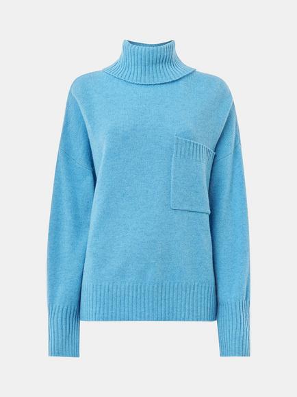Whistles Wool Roll Neck Jumper, Blue