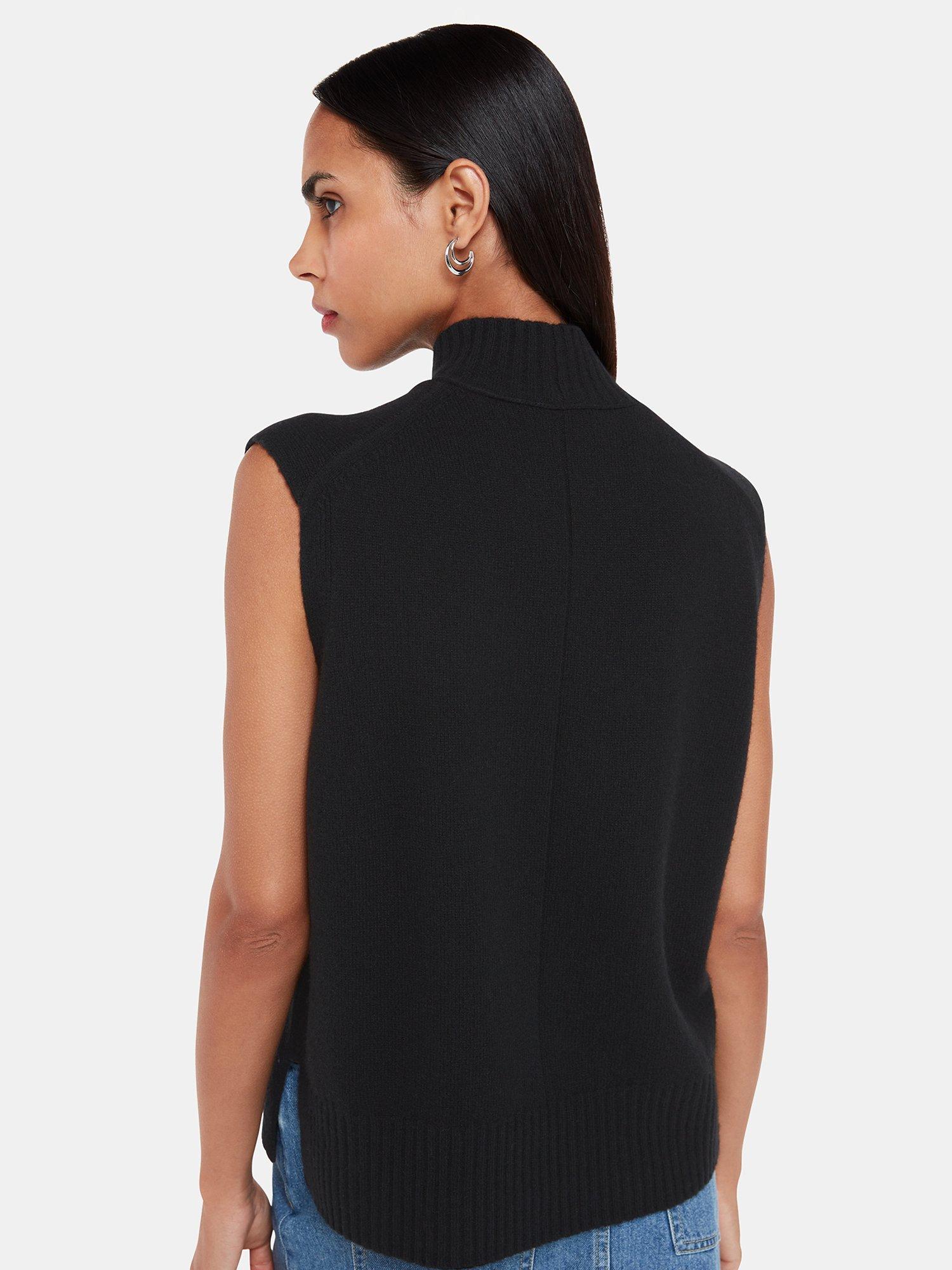 Product image 2 of 5, which shows Whistles Funnel Neck Wool Tank Top, Black, M