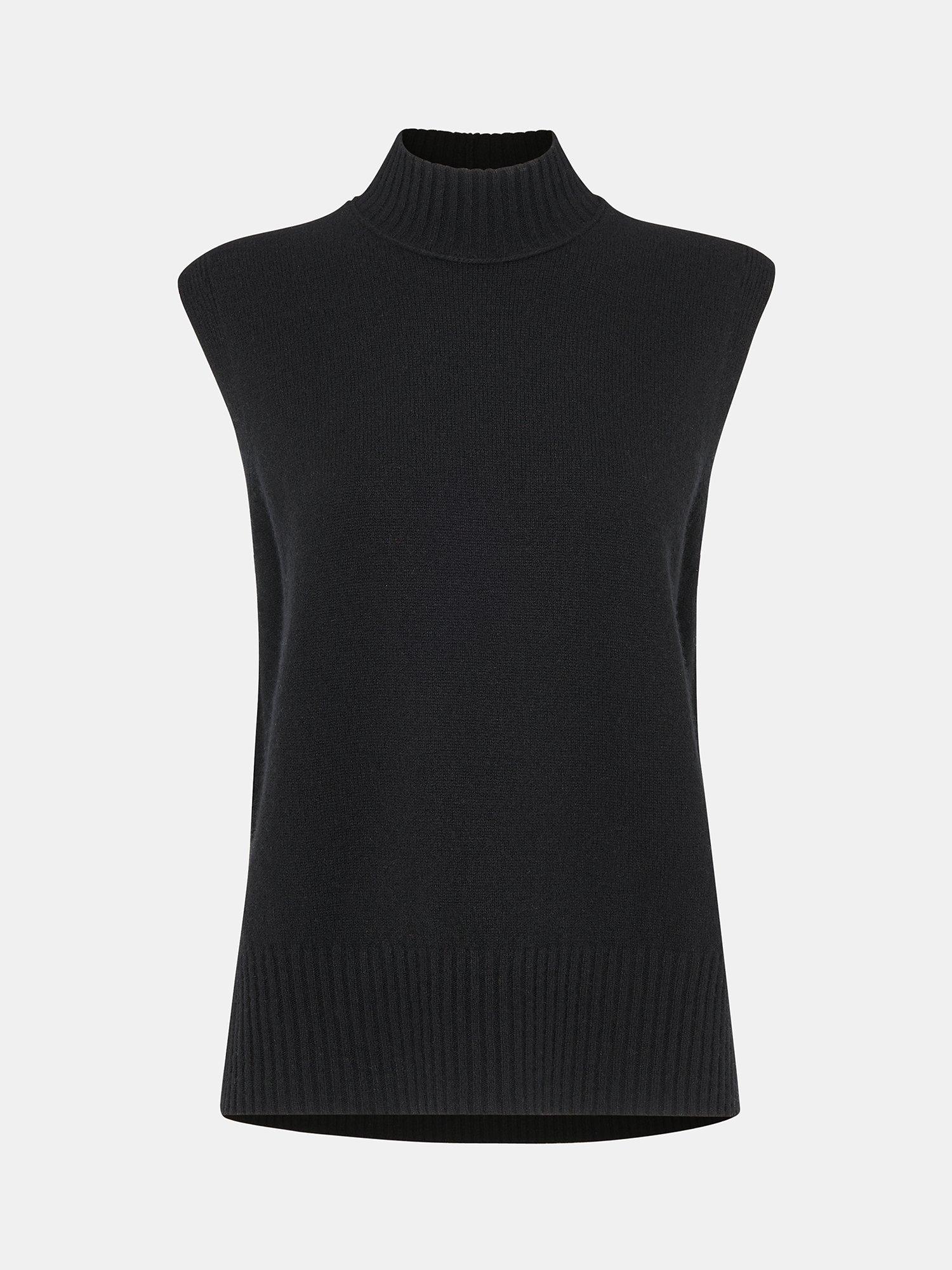Product image 5 of 5, which shows Whistles Funnel Neck Wool Tank Top, Black, M