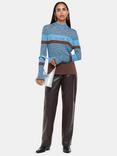 Whistles Stripe Sparkle High Neck Jumper, Multicolour