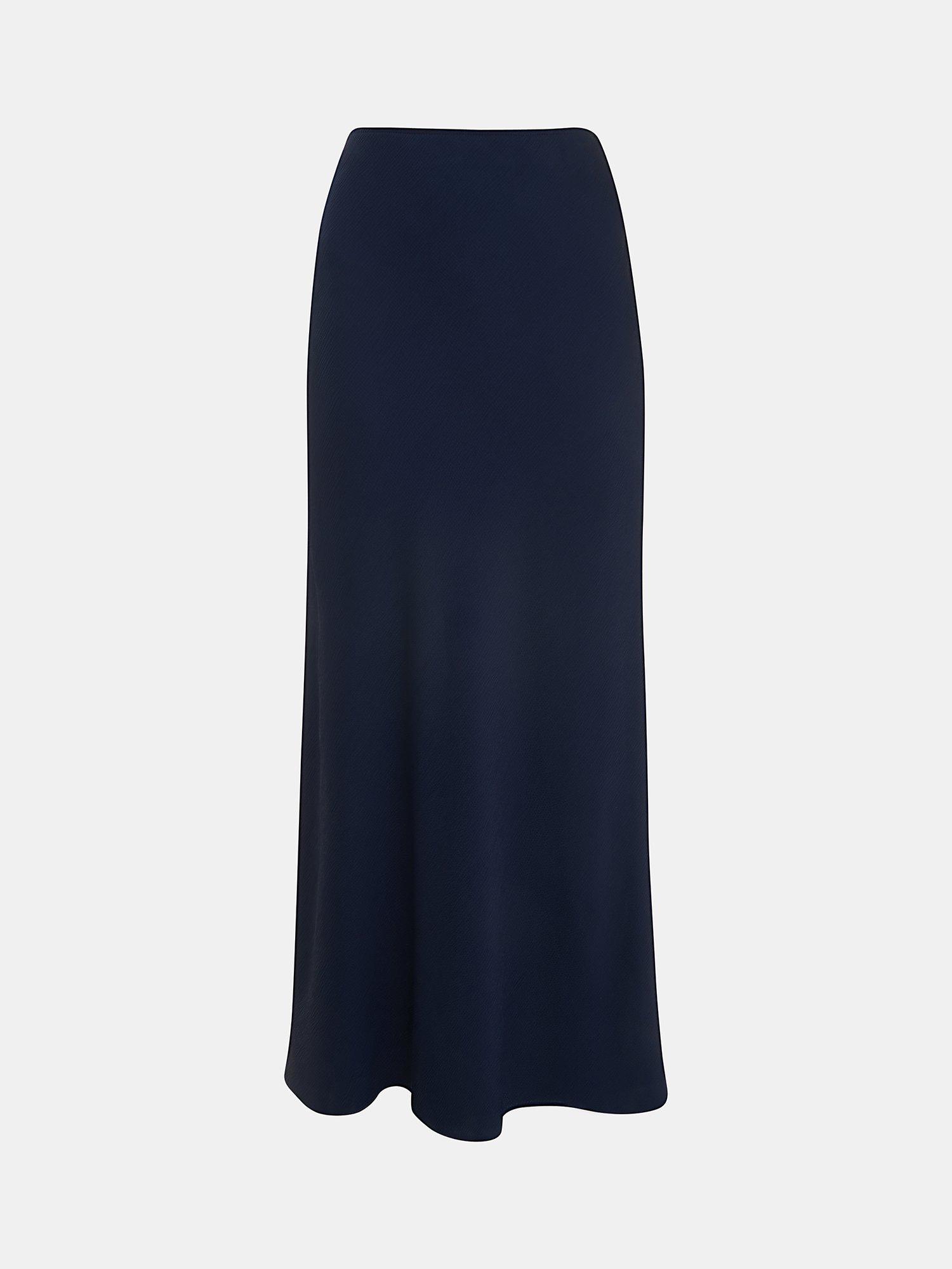 Product image 5 of 5, which shows Whistles Petite Satin Bias Cut Skirt, Navy, 16