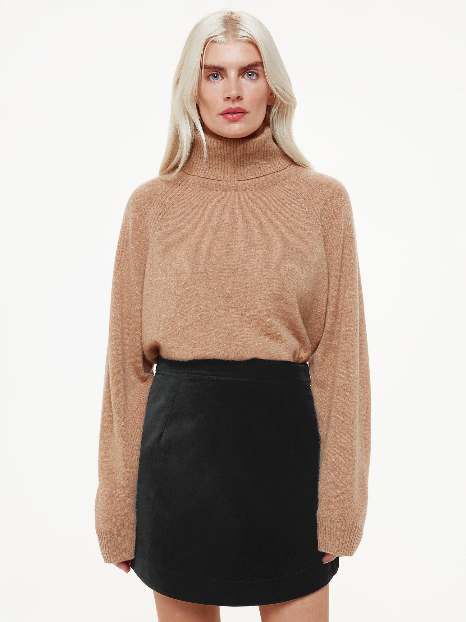 Whistles Petite Velvet Curved Hem Mini Skirt, Black