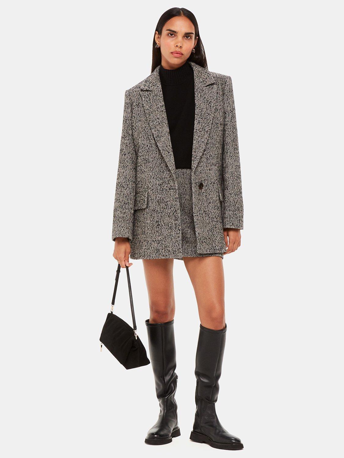 Product image 3 of 6, which shows Whistles Herringbone Wool Blend Mini Skirt, Brown/Multi, 14