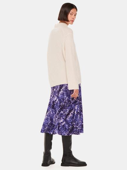 Whistles Glossy Leopard Print Bias Cut Midi Skirt, Purple/Multi - view 2, Purple/Multi