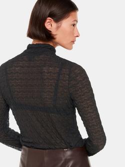 Whistles Textured Ruched Roll Neck Top - view 2, Black