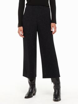 Whistles Eva Sparkle Cropped Trousers, Black, Black