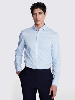Moss Slim Fit Sky Dobby Cotton Blend Stretch Shirt, Blue