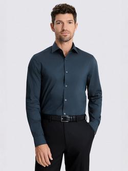 Moss Slim Stretch Shirt, Dark Blue
