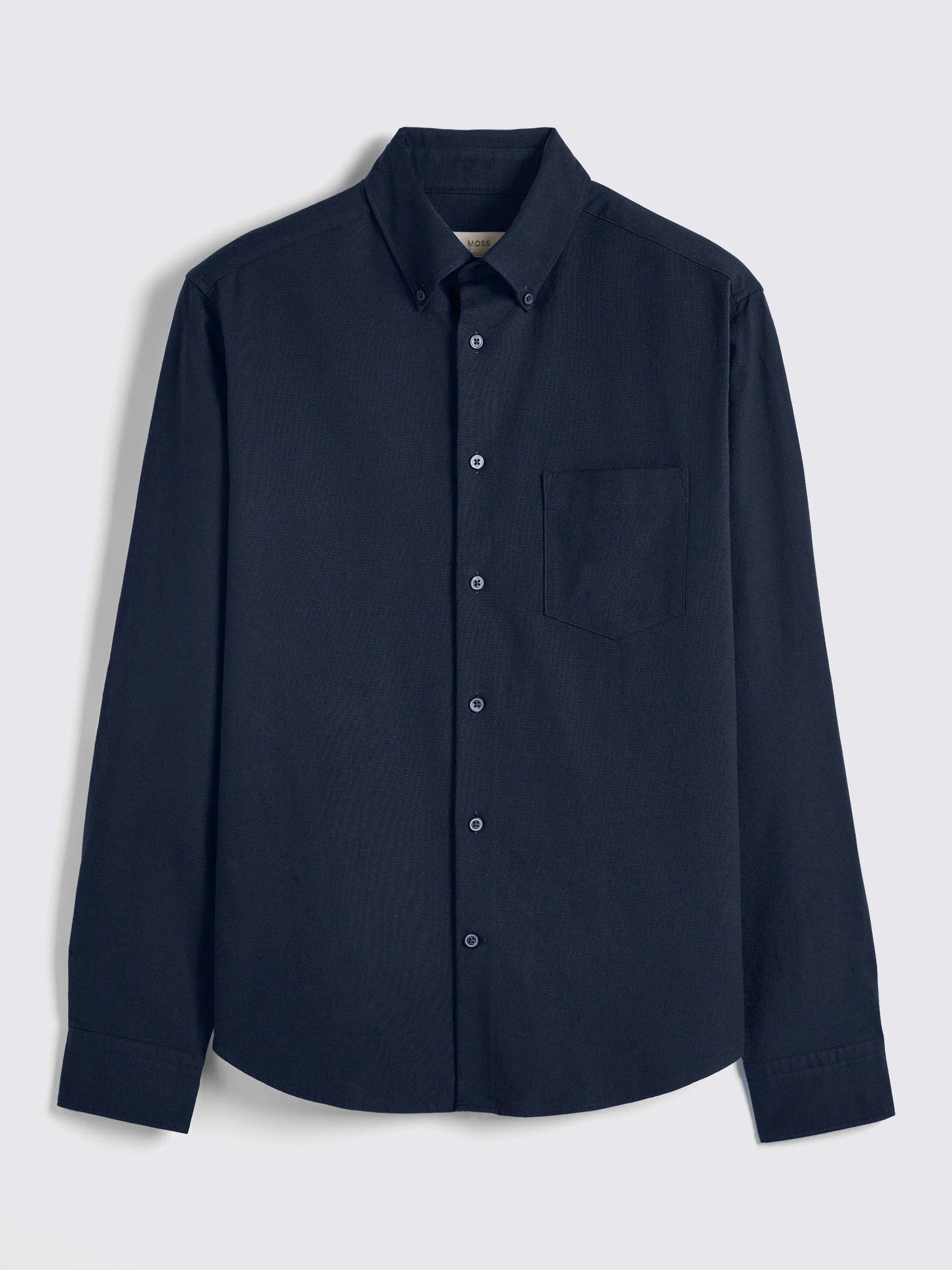 Product image 5 of 6, which shows Moss Washed Oxford Shirt, Navy, S