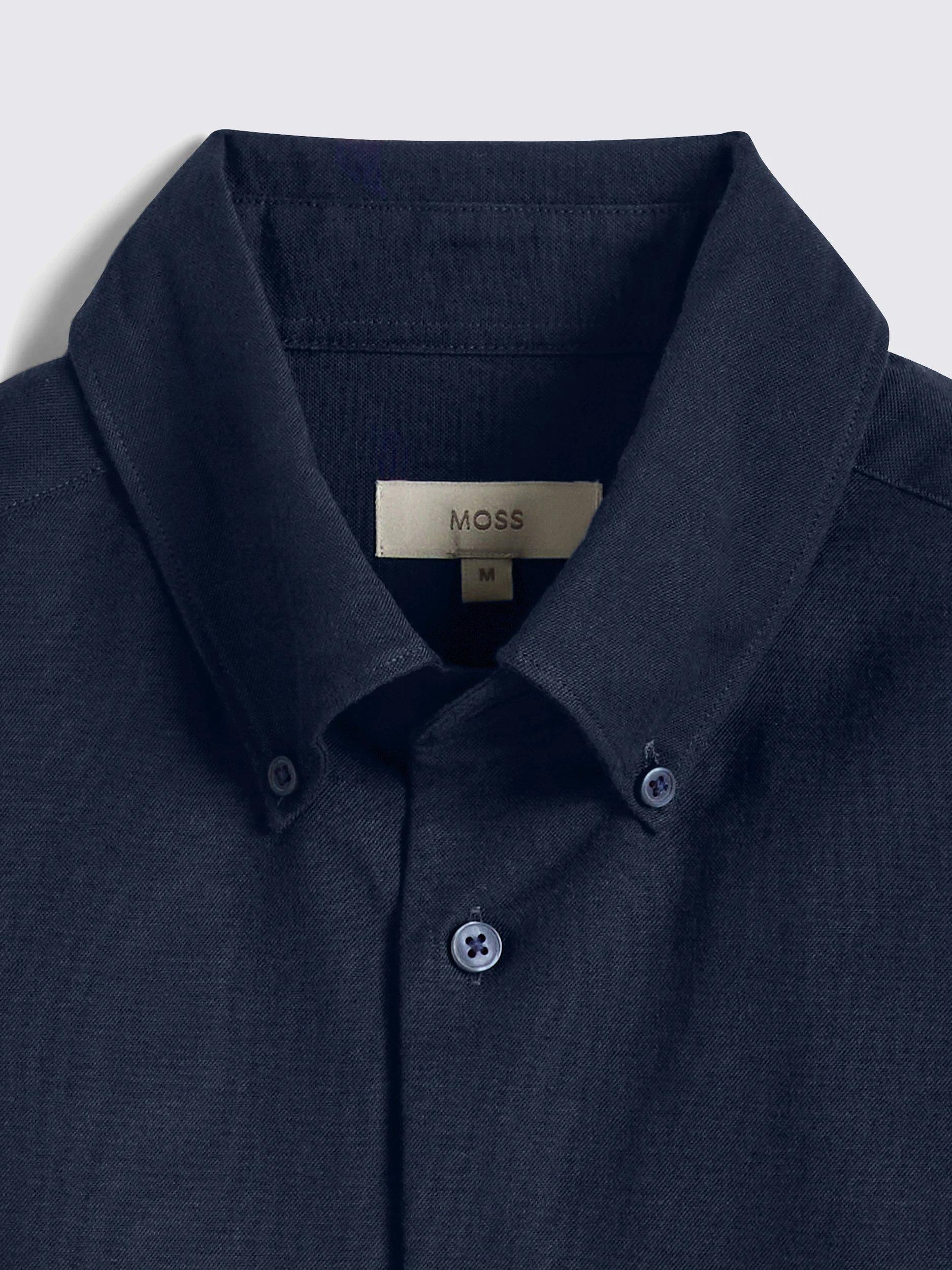 Product image 6 of 6, which shows Moss Washed Oxford Shirt, Navy, S