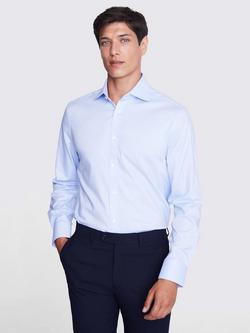 Moss Tailored Fit Dobby Cotton Blend Stretch Shirt, Sky