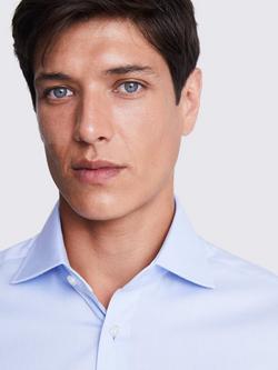 Moss Tailored Fit Dobby Cotton Blend Stretch Shirt - view 2, Sky