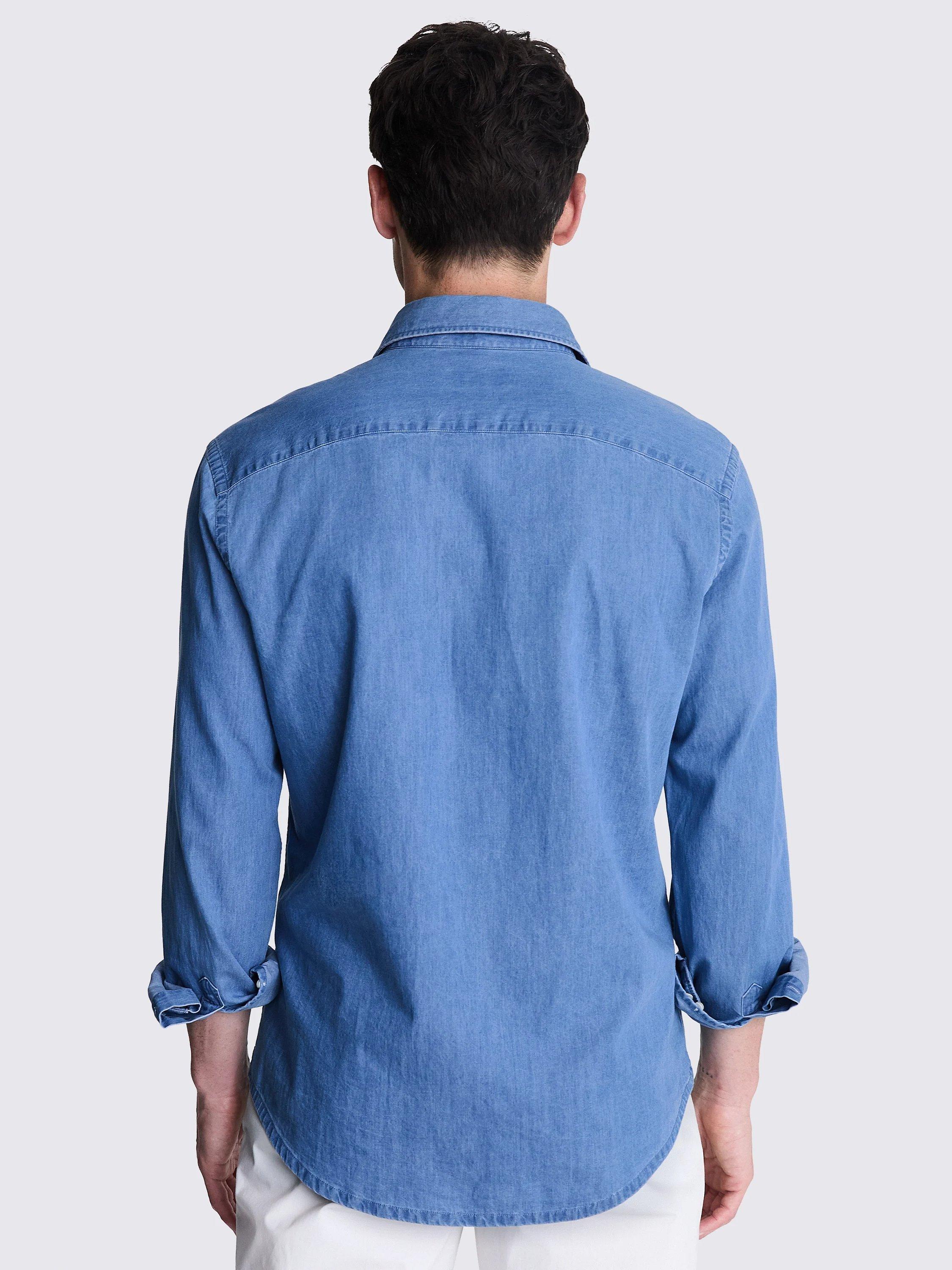 Moss Long Sleeve Denim Shirt, Blue, S