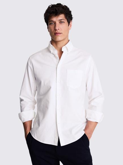Moss Washed Cotton Oxford Shirt, White