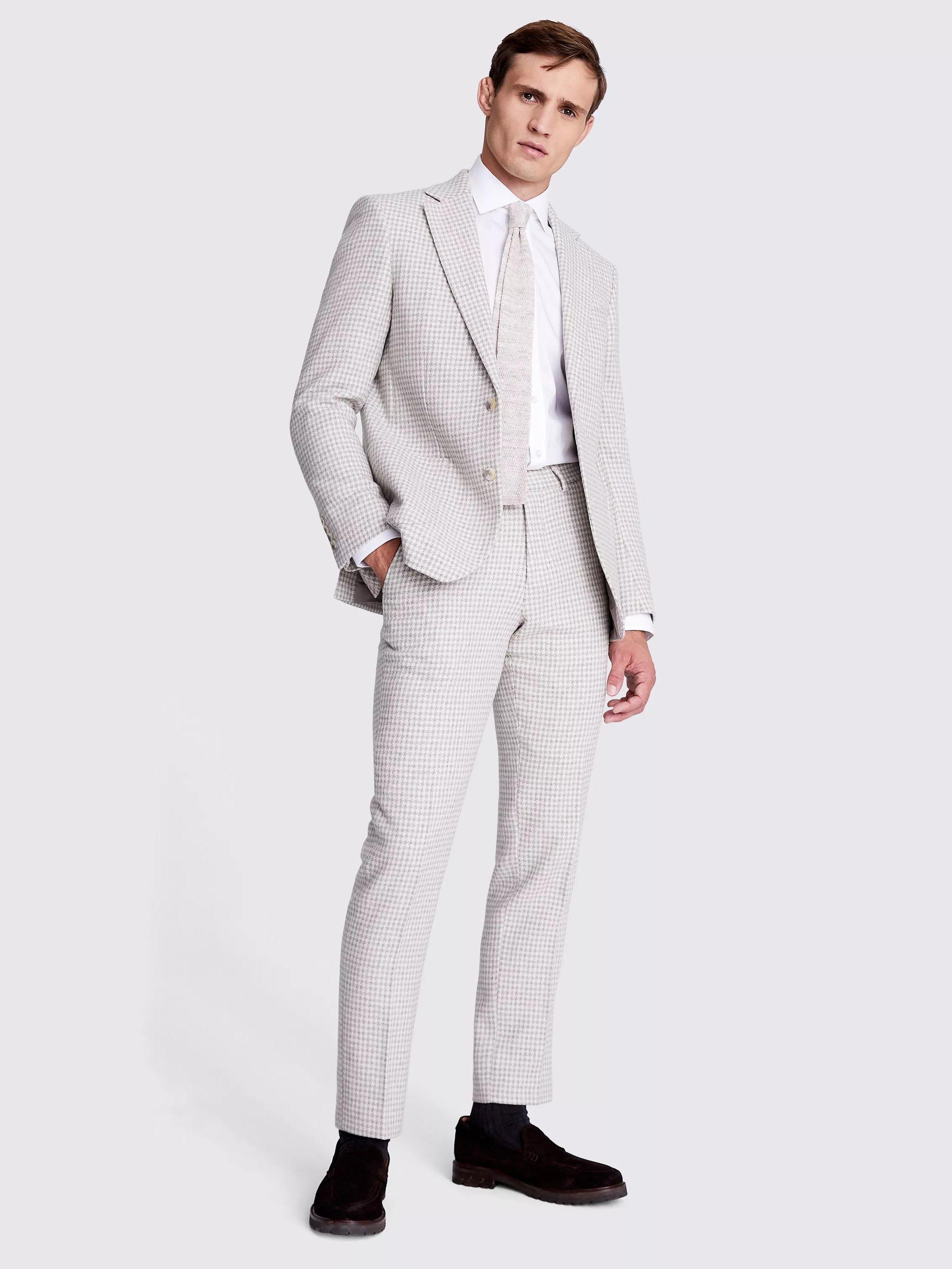 Moss Tailored Fit Houndstooth Tweed Suit Jacket, Beige/Stone