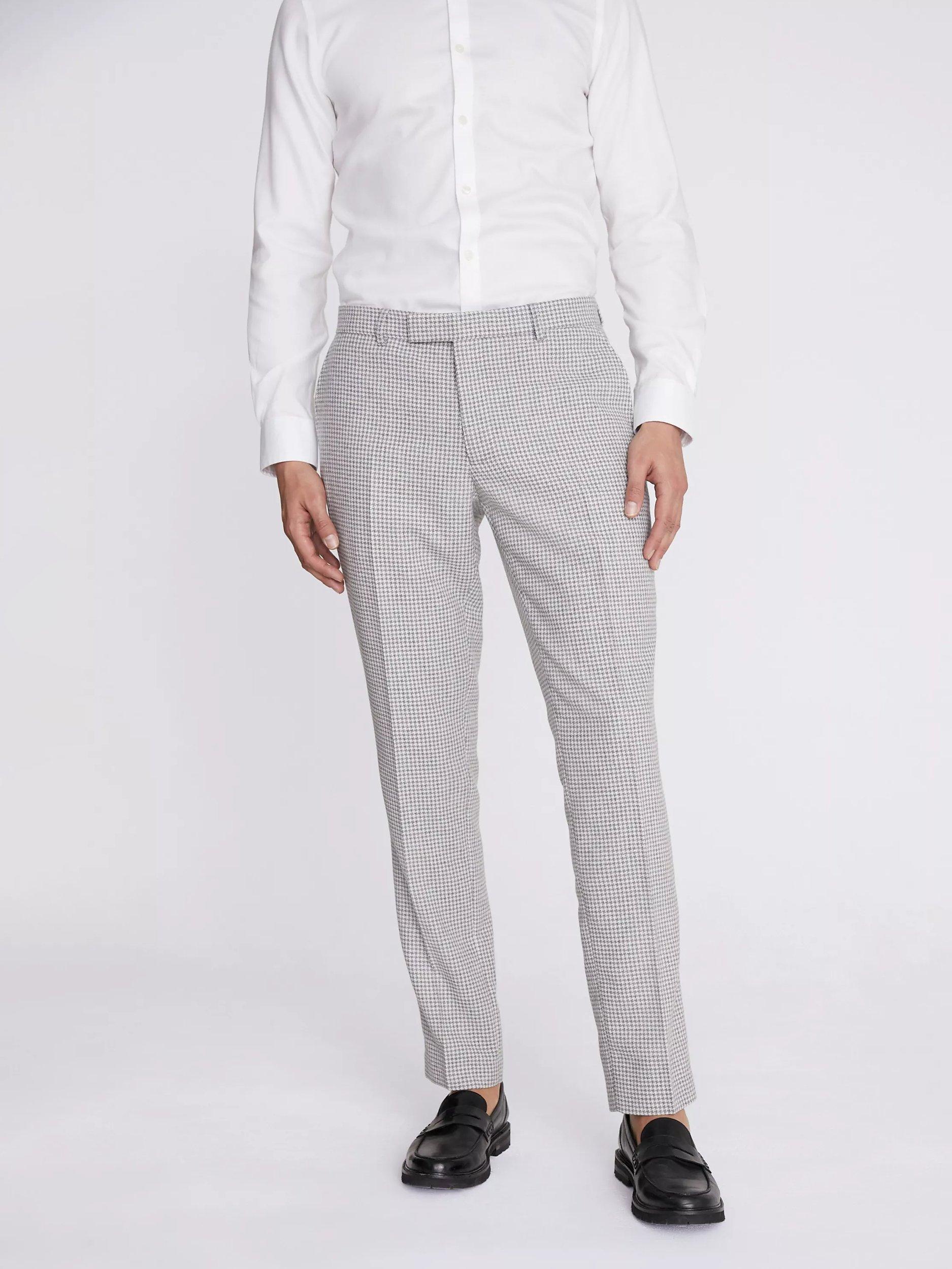 Moss Houndstooth Wool Blend Slim Fit Suit Trousers, Charcoal