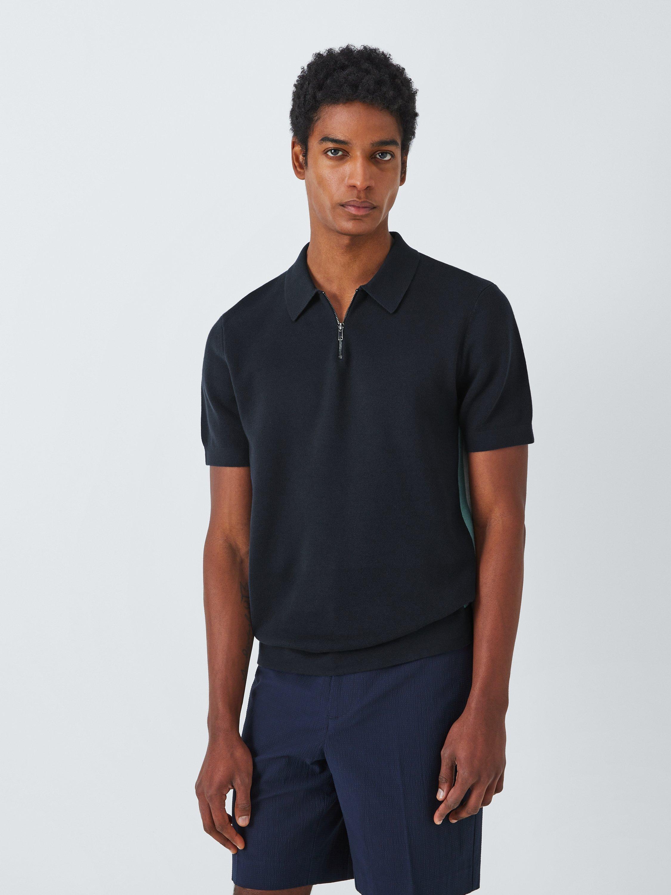 Kin Cotton Milano Side Stripe Zip Polo