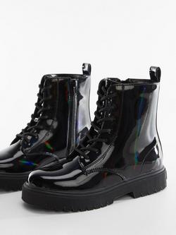 Mango Kids' Irish Lace Up Leather Boots - view 2, Black