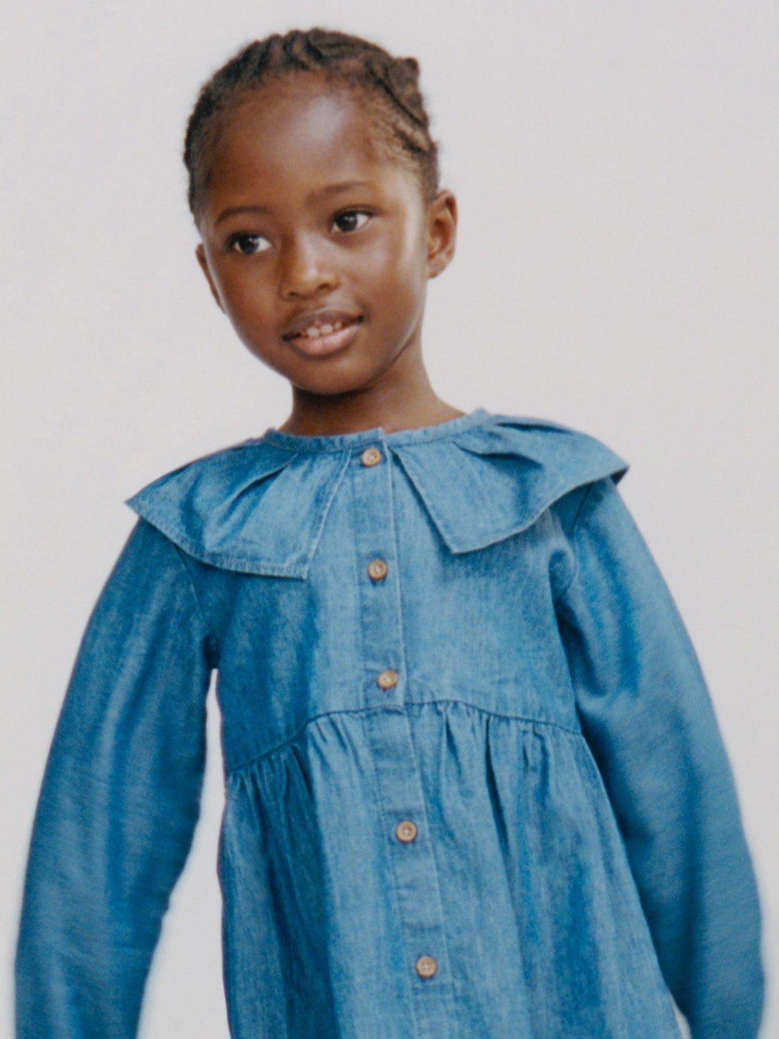 Mango Baby Irene Denim Dress, Open Blue