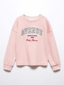 Mango Kids' Avenue Sweatshirt, Pink, Pink