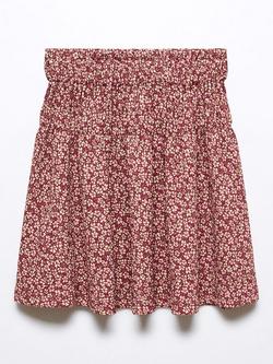 Mango Kids' Lucy Floral Print Skirt, Red/Multi, Red/Multi